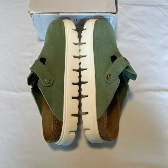 SOLD ~ Birkenstock x Anthropology Green Tea Green Boston Papillio Chunky Clog - Picture 4 of 10